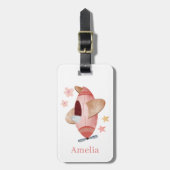 Waterverf Roze Vliegtuig Bagage Label (Voorkant verticaal)