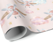 Waterverf Roze Vliegtuig Cadeaupapier (Rol Hoek)