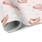 Waterverf Roze Vliegtuig Cadeaupapier (Rol Hoek)