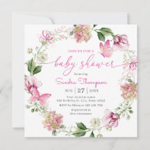 Waterverf Roze Vlinder Bloemenkinderfeest
