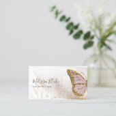 waterverf roze vlinder visitekaartje (Staand voorkant)