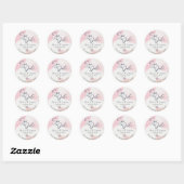 Waterverf roze vlinderbruiloft bespaart datum ronde sticker (Vel)