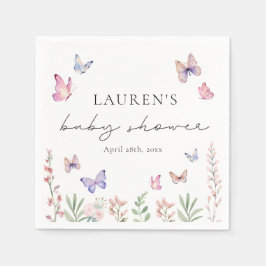 Waterverf roze vlinders Baby shower Servet