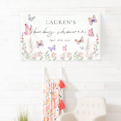 Waterverf roze vlinders Baby shower Spandoek (Insitu)