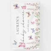 Waterverf roze vlinders Baby shower Spandoek (Verticaal)