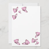 Waterverf roze vlinders. Trouwkaart Save The Date (Achterkant)