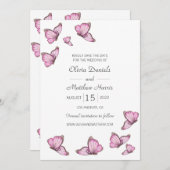 Waterverf roze vlinders. Weddenschappen De datum o Save The Date (Voorkant / Achterkant)
