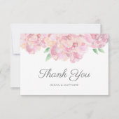 Waterverf roze volken. Garden florale bruiloft Bedankkaart (Voorkant)