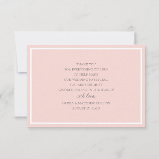 Waterverf roze volken. Garden florale bruiloft Bedankkaart (Achterkant)