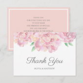 Waterverf roze volken. Garden florale bruiloft Bedankkaart (Voorkant / Achterkant)