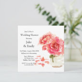 Waterverf Roze volken Mason Jar Wedding Shower Kaart (Staand voorkant)