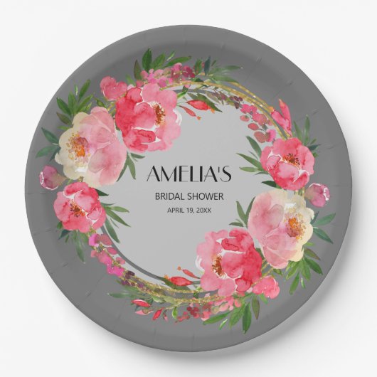 Waterverf Roze Vrijgezellenfeest Bord papier (Voorkant)