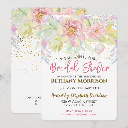 Waterverf Roze Vrijgezellenfeest Kaart (Voorkant / Achterkant)