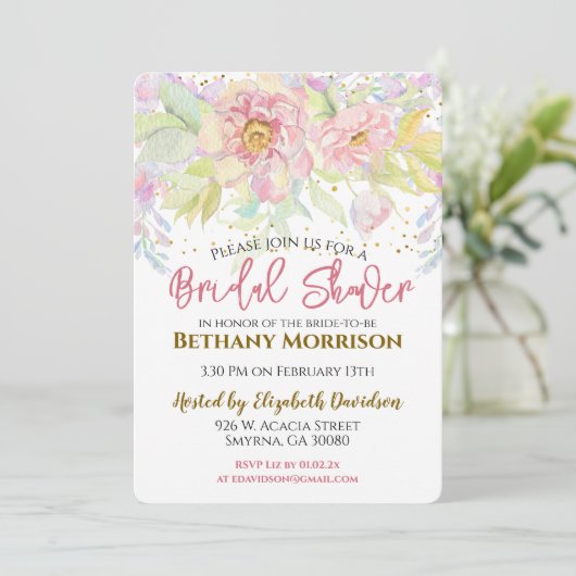 Waterverf Roze Vrijgezellenfeest Kaart (Staand voorkant)