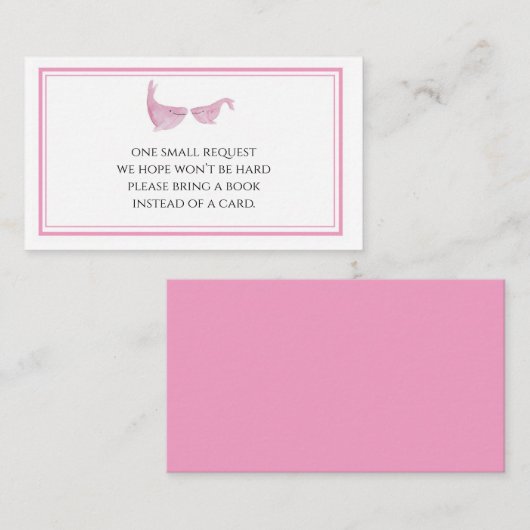 Waterverf Roze walvis Neem een Kaart voor boeken m Visitekaartje (Voorkant / Achterkant)