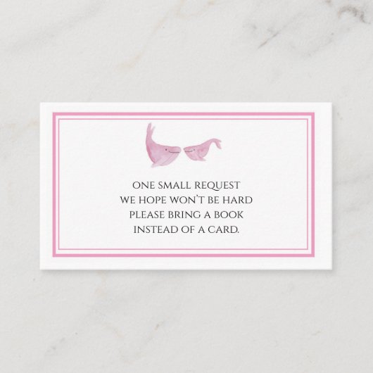 Waterverf Roze walvis Neem een Kaart voor boeken m Visitekaartje (Voorkant)
