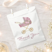 Waterverf Roze wandelwagen Baby shower Bedankzakje (Geknipt)