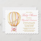 Waterverf Roze warme luchtballonboot Baby shower Kaart (Voorkant)