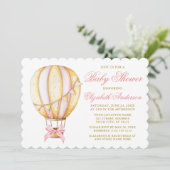 Waterverf Roze warme luchtballonboot Baby shower Kaart (Staand voorkant)