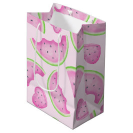 Waterverf Roze Watermeloen Verjaardag Gift Bag Medium Cadeauzakje