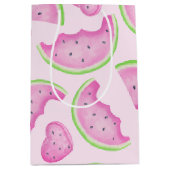 Waterverf Roze Watermeloen Verjaardag Gift Bag Medium Cadeauzakje (Voorkant)