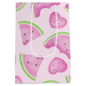 Waterverf Roze Watermeloen Verjaardag Gift Bag Medium Cadeauzakje (Achterkant)