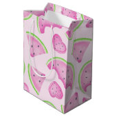 Waterverf Roze Watermeloen Verjaardag Gift Bag Medium Cadeauzakje (Achterkant Gekanteld)