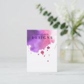 Waterverf Roze Waterverf Ketting Display Kaart Visitekaartje (Staand voorkant)