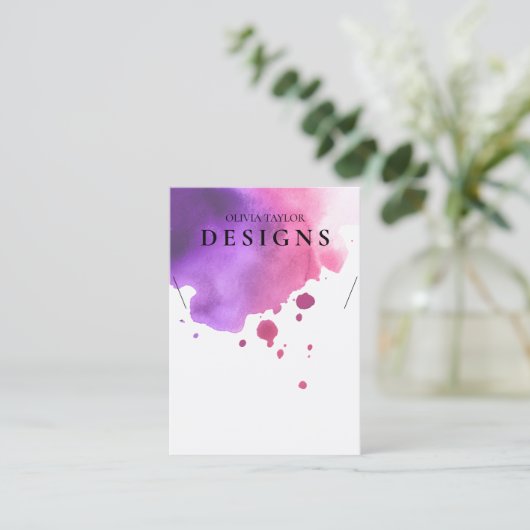 Waterverf Roze Waterverf Ketting Display Kaart Visitekaartje (Staand voorkant)