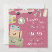 Waterverf roze wegreisweg vrijgezellenfeest kaart (Voorkant)