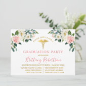 Waterverf Roze White Floral Medical Afstudeerder P Kaart (Staand voorkant)