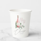 Waterverf Roze Wijn Botanische Proost op de Liefde Papieren Bekers (Voorkant)