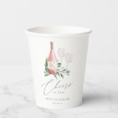 Waterverf Roze Wijn Proost op de Liefde Papieren Bekers (Voorkant)