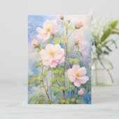Waterverf roze wilde Rozen ingesteld tegen een bla Feestdagenkaart (Staand voorkant)