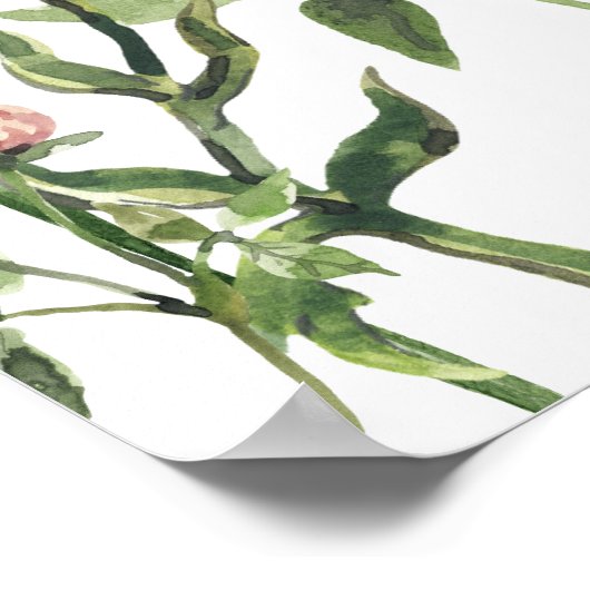 Waterverf Roze Wildflower 1e Verjaardag Welkom Poster (Hoek)