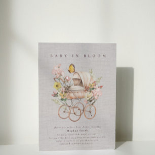 Waterverf Roze Wildflower Baby shower Kaart