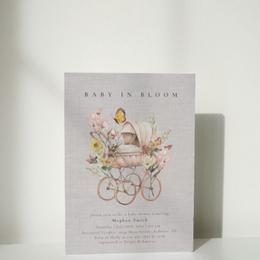 Waterverf Roze Wildflower Baby shower Kaart