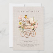Waterverf Roze Wildflower Baby shower Kaart (Voorkant)