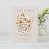 Waterverf Roze Wildflower Baby shower Kaart (Staand voorkant)