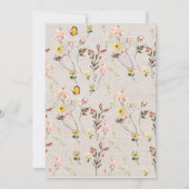 Waterverf Roze Wildflower Baby shower Kaart (Achterkant)