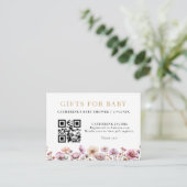 Waterverf Roze Wildflower Baby shower Registry CA Informatiekaartje (Staand voorkant)
