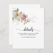 Waterverf Roze Wildflower Bloemen Bruiloft Details Informatiekaartje (Voorkant / Achterkant)