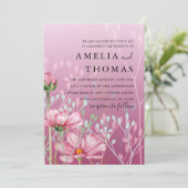 Waterverf Roze Wildflower & Foliage Bruiloft Kaart (Staand voorkant)