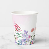 Waterverf Roze Wildflower Spring Favors Papieren Bekers (Achterkant)