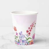 Waterverf Roze Wildflower Spring Favors Papieren Bekers (Voorkant)