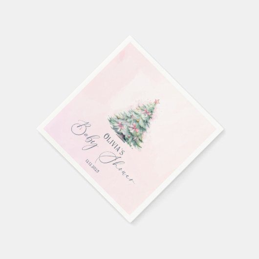 Waterverf Roze winter Kerstmeisje baby shower Servet (Hoek)