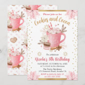 Waterverf Roze Winterkoekjes en cacao Birthday Kaart (Voorkant / Achterkant)