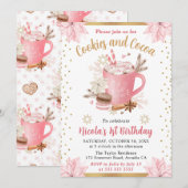 Waterverf Roze Winterkoekjes en cacao Birthday Kaart (Voorkant / Achterkant)