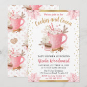 Waterverf Roze Winterkoekjes en cacaoBaby shower Kaart (Voorkant / Achterkant)
