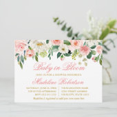 Waterverf Roze Wit Bloemen Baby in Bloemdouche Kaart (Staand voorkant)